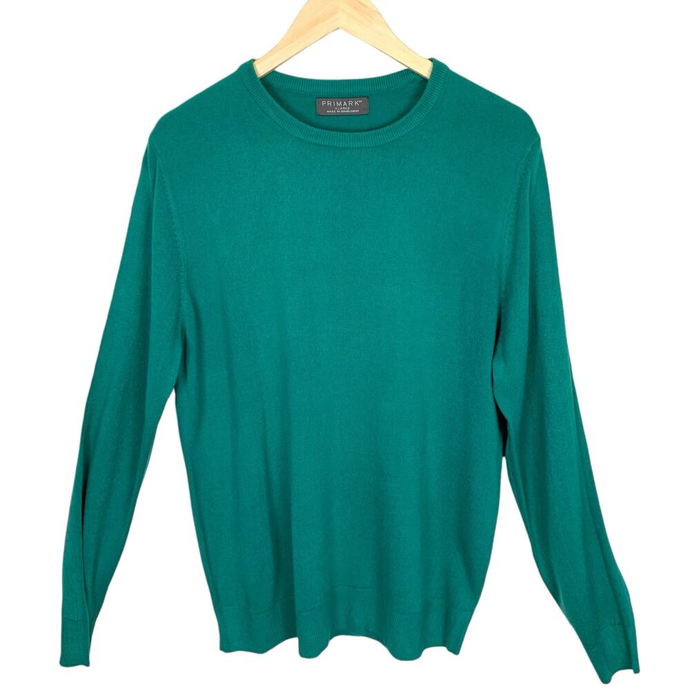 Primark Men's Size XL Classic Style Crew Neck Kelly Green Sweater